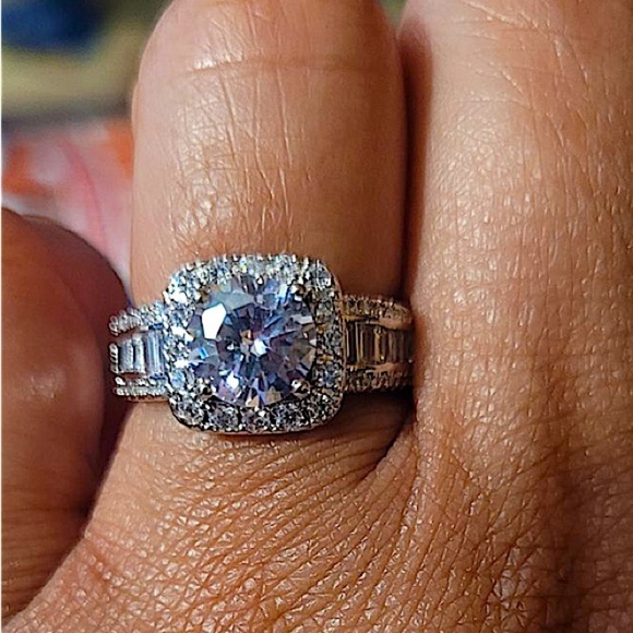 Sterling Silver Diamond Square Cut 2.50CT Baguette Accent Ring - Picture 11 of 11